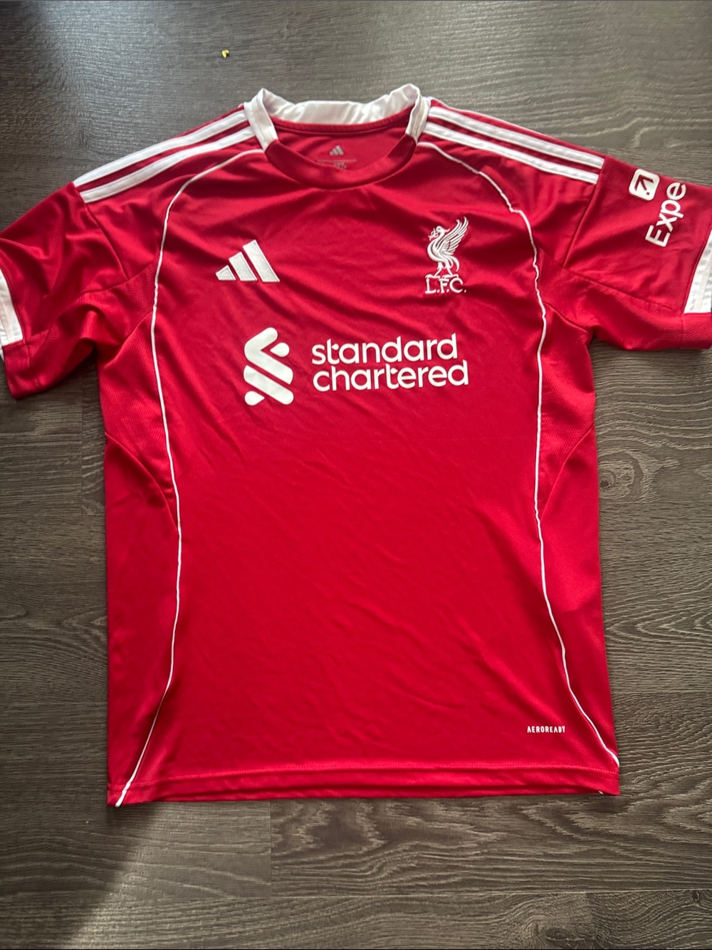adidas Red and White Liverpool FC Men's Jersey